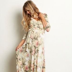 Ivory floral wrap dress
